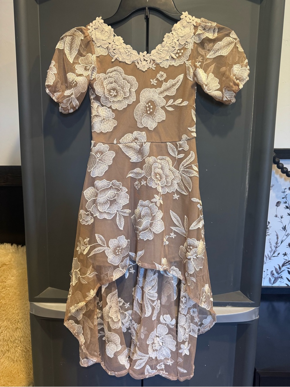 Joyfolie Girls Verona Floral High-Low Lace Dress